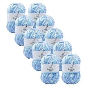 10x Malli 100g Blend Basic Poly/acrylic Baby Boy Multi Colour Knit Yarn