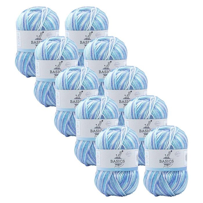 10x Malli 100g Blend Basic Poly/acrylic Baby Boy Multi Colour Knit Yarn