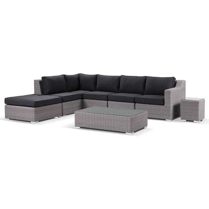 Milano Corner Chaise Lounge /coffee Table Right & Denim Grey Cushion