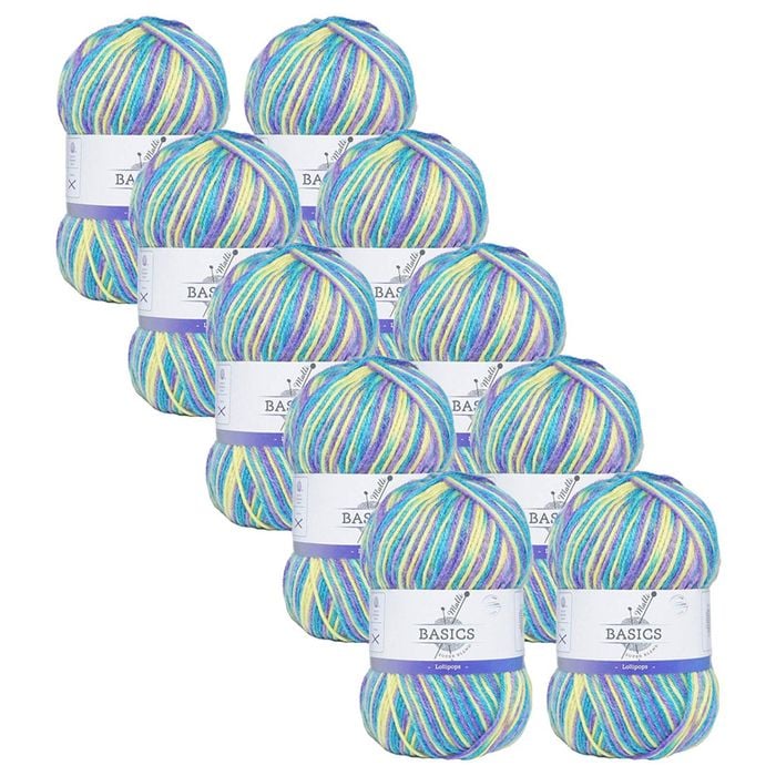 10x Malli 100g Blend Basic Poly/acrylic Lollipops Multi Colour Knit Yarn