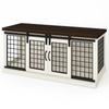 Paws and Willow Open Plan Arctic White with Espresso Top Wooden Dog Crate Barn Doors with Mesh