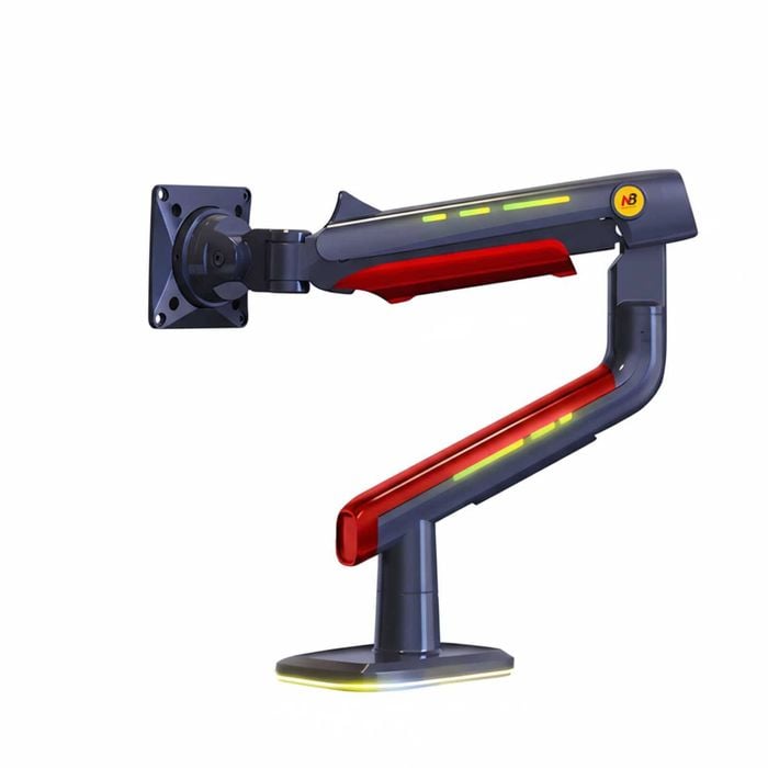 P&P Blue RGB Heavy Duty Gaming Monitor Arm For Large Curved Screens With Full Motion Support