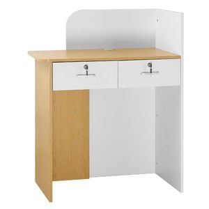 VEVOR Rectangular Front Counter Table with LED Light 2 Drawers Power Outlets for Office
