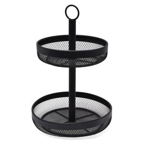 Classica Nero Mesh 2 Tier Round Basket Rust Resistant Home Organiser 30cm Black