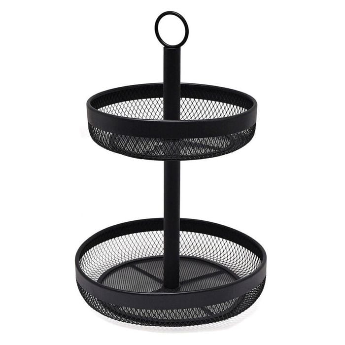 Classica Nero Mesh 2 Tier Round Basket Rust Resistant Home Organiser 30cm Black
