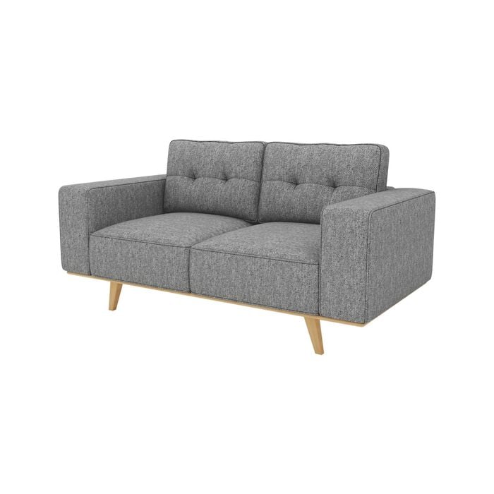 2 Seater Sofa Fabric Upholstery Grey Colour Wooden Frame