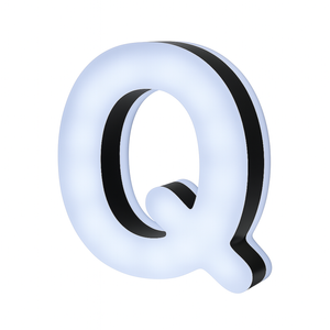 Lit Up 3D Led Letter Q Illuminated Opal Acrylic 100mmHx92mmWx23mmD