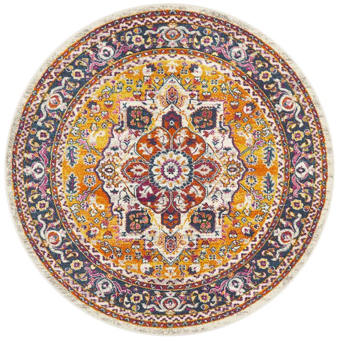 The Rug Connection Garden 207 Off White 150x150cm - Small Round Transitional Pet Friendly Indoor Rug