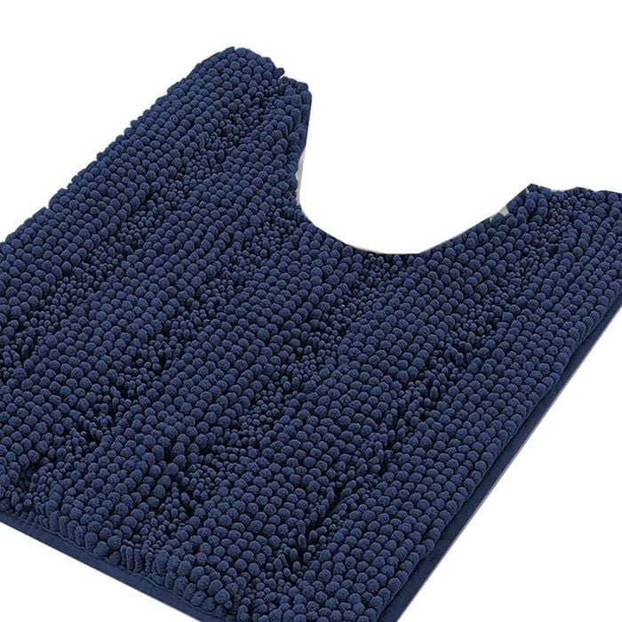 Smarcute 1 Piece U-shaped 50cm x 50cm Non-slip Thick Soft Chenille Bath Mat Rug Navy