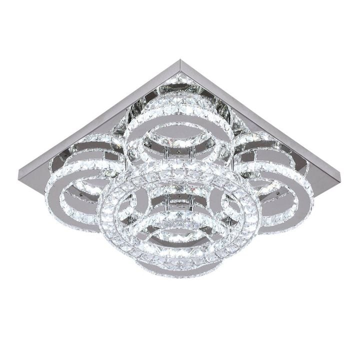 Eli & Co. Lighting Aveline 51W Crystal Square Flush Mount 3CCT Dimmable Chandelier Light
