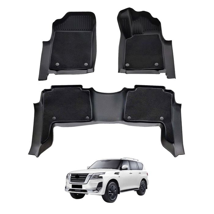 AUSGO Double-Layer Car Floor Mats for Nissan Patrol Y62 2012-Onwards All-Weather Floor Liners