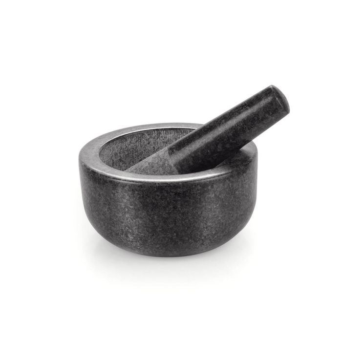 Gourmet Kitchen Granite Mortar And Pestle - Dark Granite - 16cm