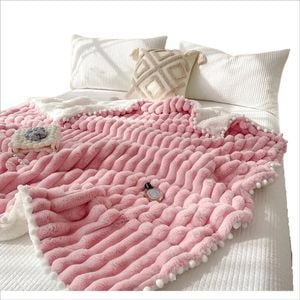 Anycozy 200x230cm Deep Pink Faux Rabbit Fur Blanket – Winter Sofa Bed Throw