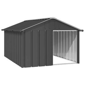 vidaXL Dog House Anthracite Galvanised Steel Dog Supply Kennel Pet Puppy House 116.5x153x81.5 cm