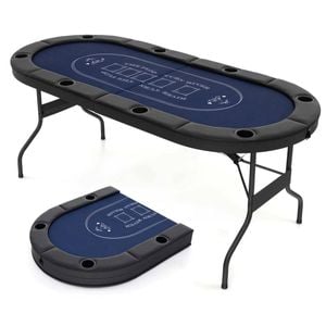Costway 8-player Poker Table Foldable Card Board Blue