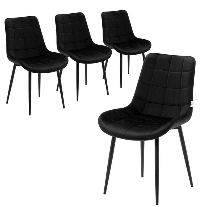 Familand Dining Chairs Set of 4 Padded Seat Kitchen Living Room Chair Velvet in Black