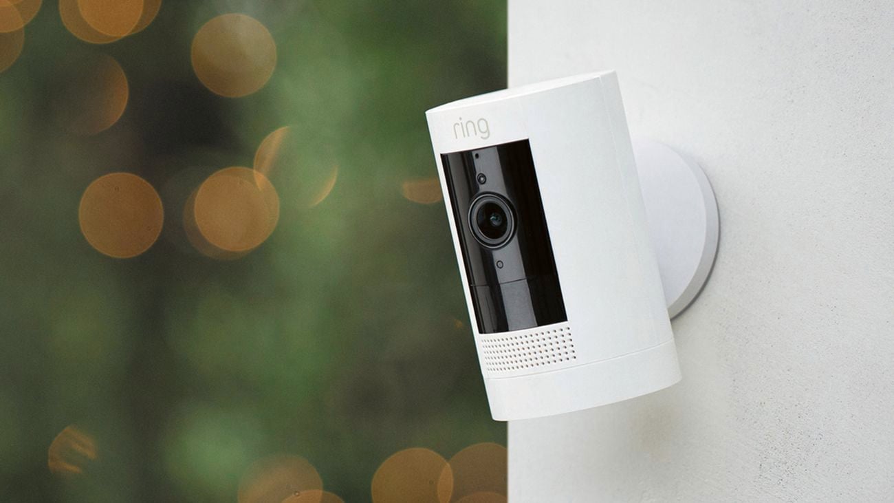 Ring security camera on white wallÂ