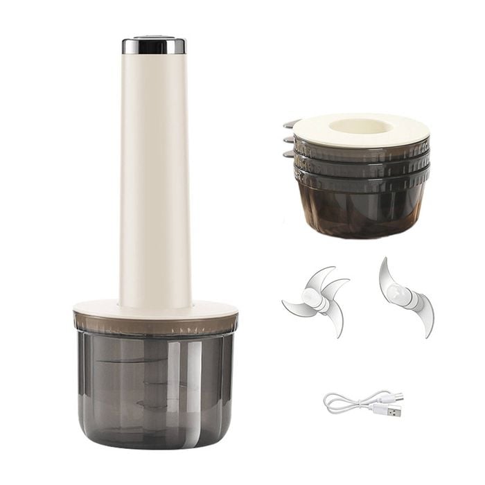 Catzon Electric Food Processor Includes 4 Cup 2 Sets Of Blades For Dicing Mincing Puree-white