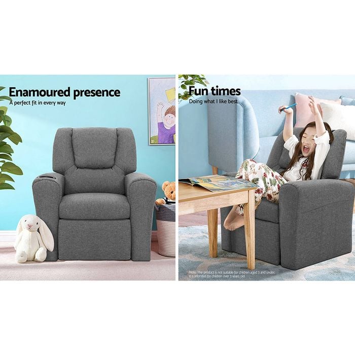 Keezi 1X Kids Recliner Chair Grey Sofa Bunnings Australia