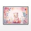 Happy Baby Bear with Flowers  Print 100% Australian Made 120x90cm  (Poster)