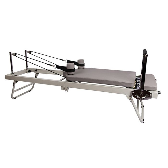 TOPONE Foldable Steel Frame Pilates Reformer Machine Perfect for Home Workouts - Beige/Black - Beige