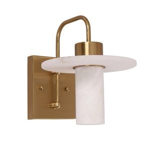 Cla Lighting Lucerna Interior Round Cylinder Hat Alabaster Shade Wall Light Brass Highlight