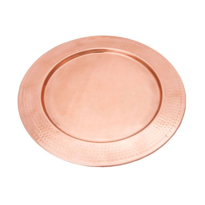 Ssh Collection Discus Small Round 31cm Wide Serving Tray - Hammered Copper