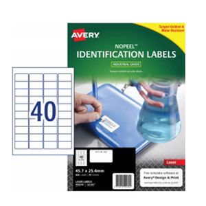 Avery Nopeel Extra Strong Label 10pk (40/sheet)