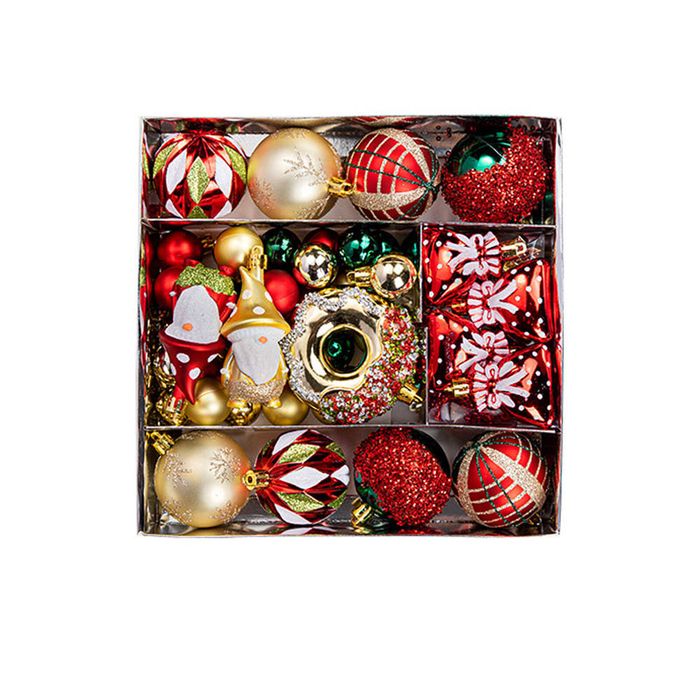 Catzon 61 Pcs Christmas Ornaments with Donuts Snowflakes Gnomes for Xmas Tree Decor-Set 2