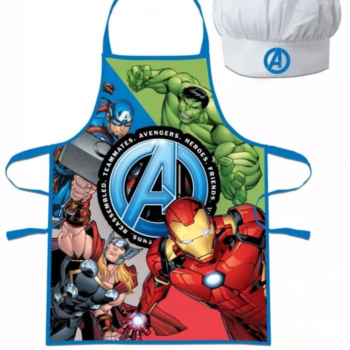 Marvel Avengers Teammates Kids Blue Apron and Chef's Hat Set