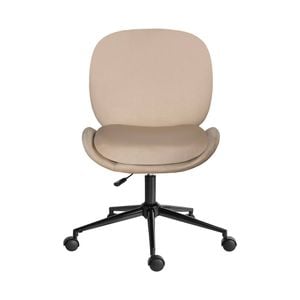 La Bella Pale Khaki Office Desk Chair - Velvet Armless Swivel Study Seat OVOID