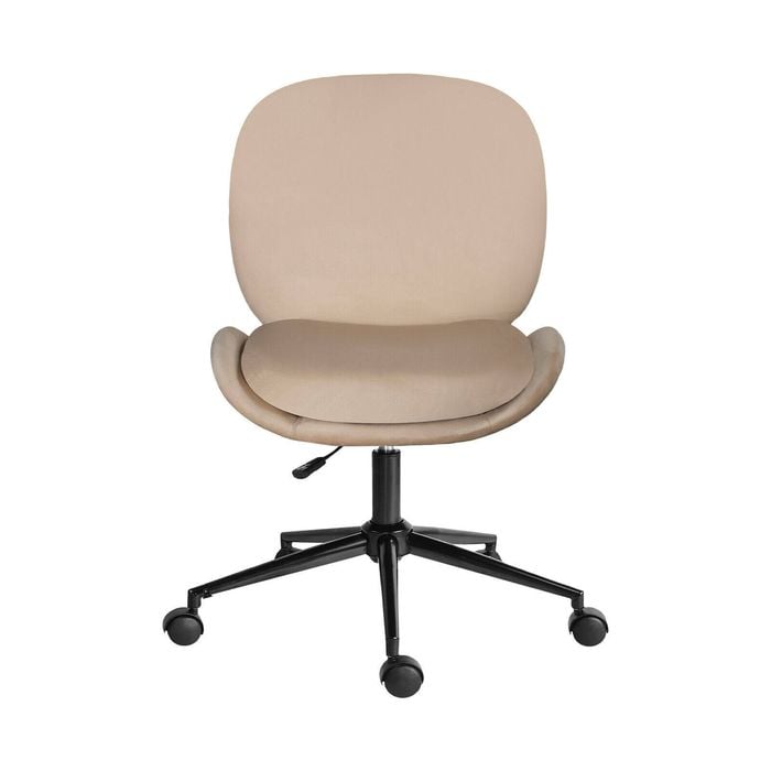 La Bella Pale Khaki Office Desk Chair - Velvet Armless Swivel Study Seat OVOID