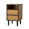 Oikiture Bedside Table 2 Drawers Side End Table Shelf Nightstand Natural