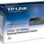 TP-Link TL-SF1024D 24-Port 10/100Mbps Rackmount Unmanaged Switch energy-efficient Supports MAC 13-inch Desktop steel case 4.8 Gb