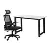 Oikiture Home Office Desk and Chair Set Computer Desk Mesh Office Chair Black&White