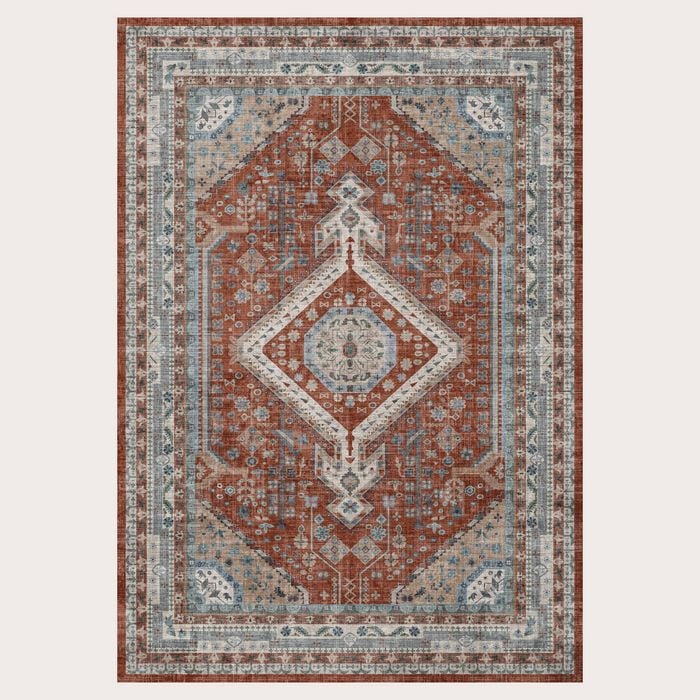 Urban Style Bazaar Printed Microfibre Rug – Rust | 160 X 240cm