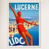 Galrie Lucerne Lido Switzerland Vintage Travel Poster Stunning Wall Art for Home & Office, Wood Frame, A4 21 x 30cm (8 x 12inch)
