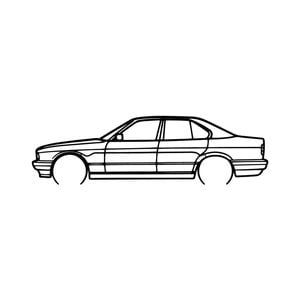 Ignite Laser BMW E34 525i Silhouette Metal Wall Art Coated Black 47inch/120cm