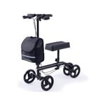 EQUIPMED Knee Scooter Walker Dual Brakes - Bag - Broken Leg Ankle Foot Mobility - Crutches Alternative - Black
