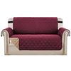 Smarcute 2 Seater Quilted Reversible Sofa Cover with Straps Burgundy
