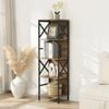 Homfurn 5 Tier Industrial Bookcase With Metal Frame And Backboard,narrow White Book Shelf,book Case For Small Spaces