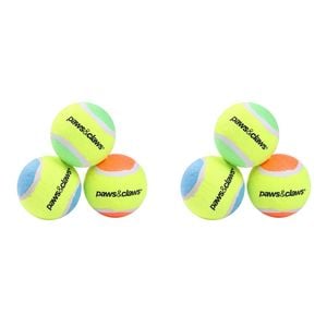 2x 3PK Paws And Claws Paws & Claws Tennis Balls 6cm 2-Tone Assorted