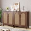 OAKORY 150cm Buffet Cabinet with Rattan Doors and 4 Cabinets in Natural Finish