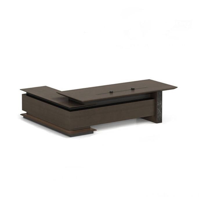 ZEUS 200cm Executive Office Desk  Right Return - Gold Coffee & Dark Grey