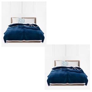 SOGA 2X Navy Blue Throw Blanket – Warm, Cozy Double-Sided Thick Flannel Fleece