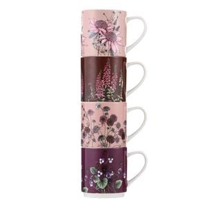 Ashdene Secret Garden Set of 4 Stackable Mugs - Pink