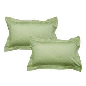 Bloomington Pair of 400TC Egyptian Cotton Sateen Supremo Aloe (Hay) Tailored Pillowcases 48 x 73 + 5cm