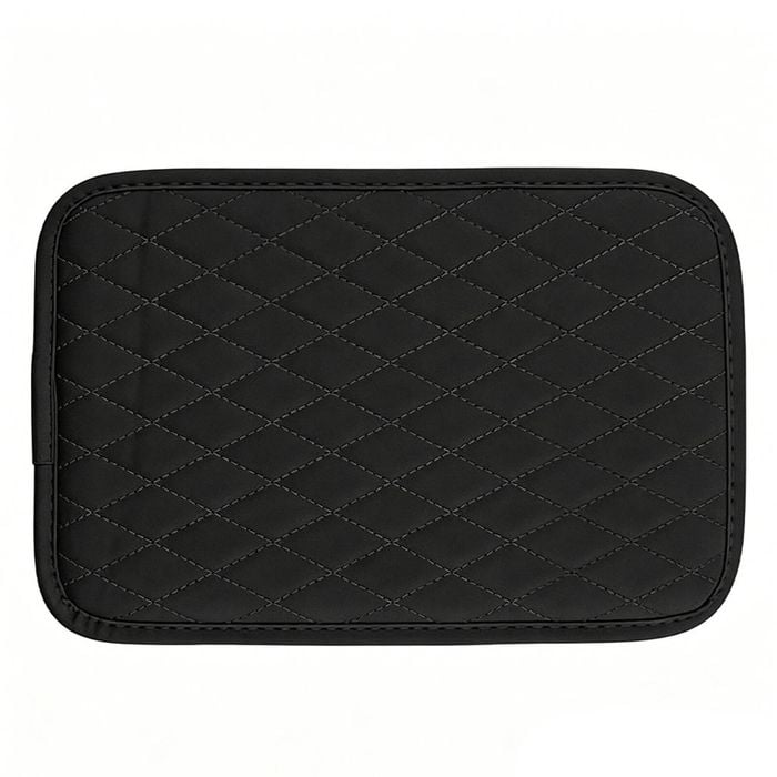 Catzon Car Center Console Cover Thin Leather Car Armrest Cover Cushion-black