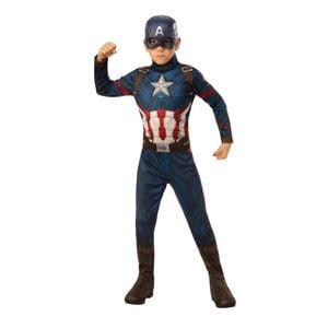 Captain America Halloween Costume Child Official Marvel Jumpsuit with Mask Belt and Shoe Covers, 3-5 Years