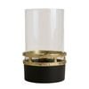 SS Collective Antiqued Glass Hurricane Candle Flute Holder Black and Gold